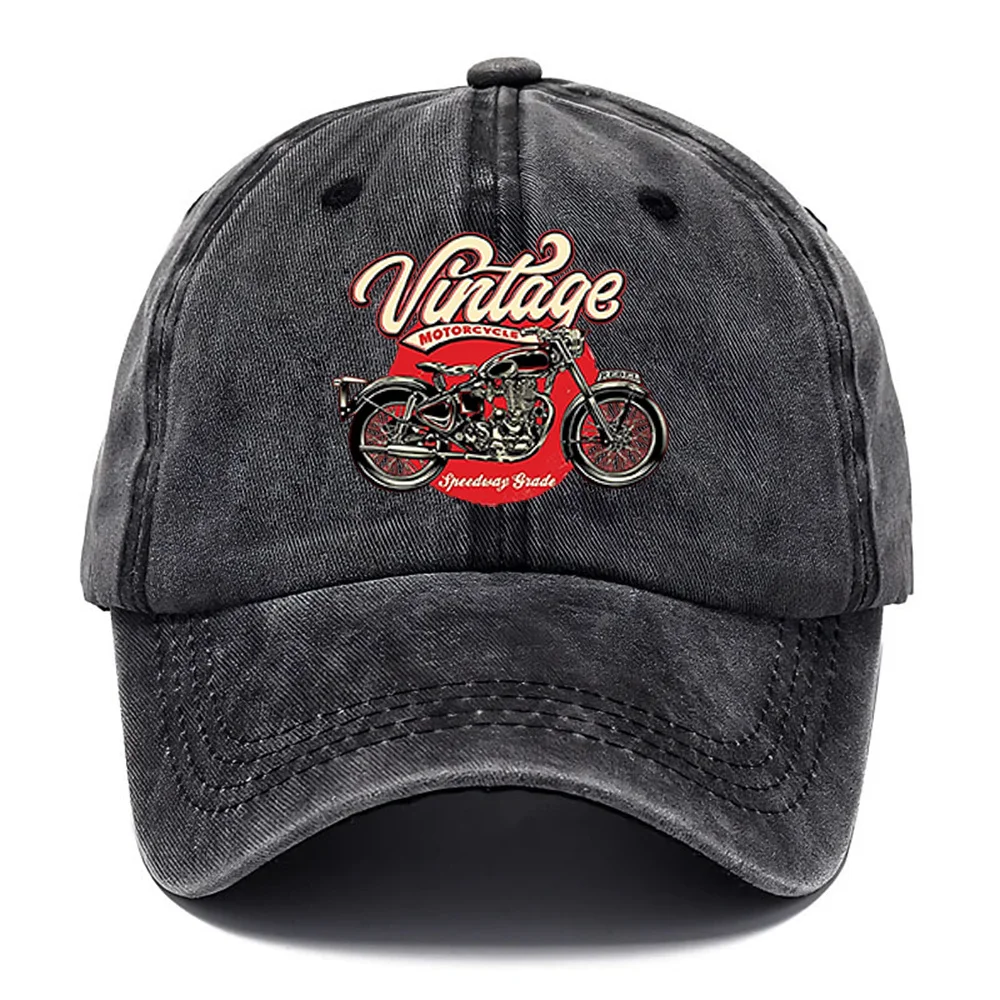 1 Classic Vintage Motorcycle-Themed Baseball Cap, Breathable Fishing Dad Hat, Available in Multiple Colors, Adjustable, Suitable