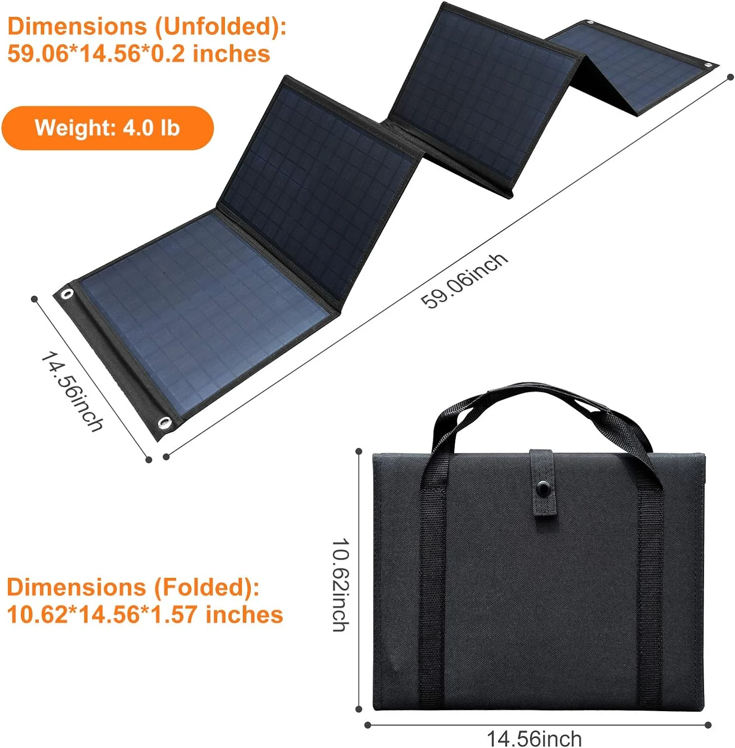 The two handle brackets contain waterproof 60W foldable solar panels view 4