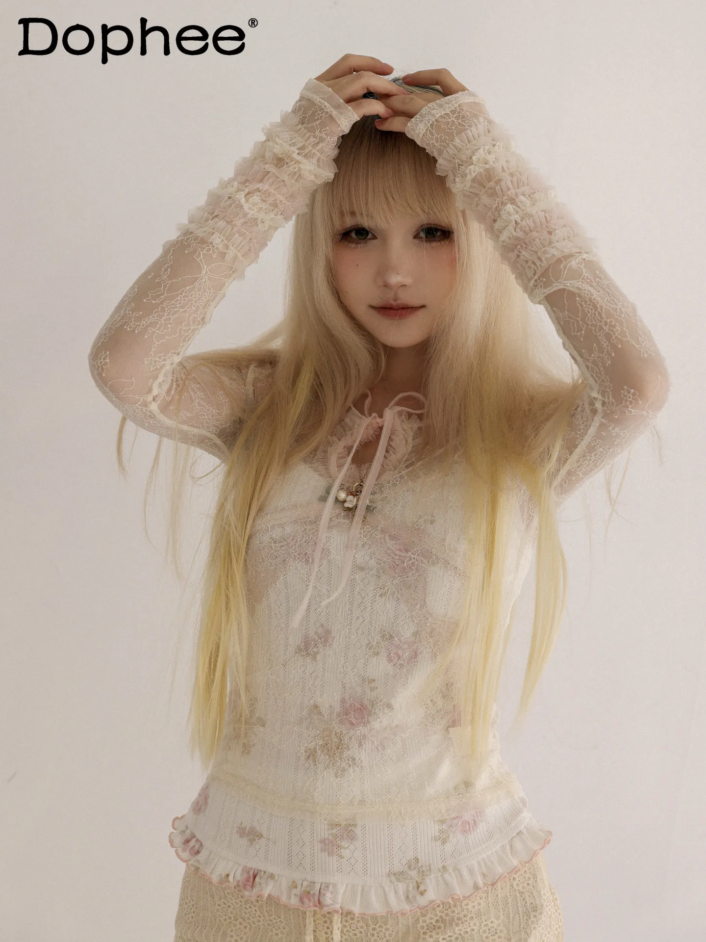 

Japanese Sweet Girly Fashion Gauze Breathable Bottoming Shirt 2026 Summer Thin Fashion Versatile Long-sleeved Top T-Shirt