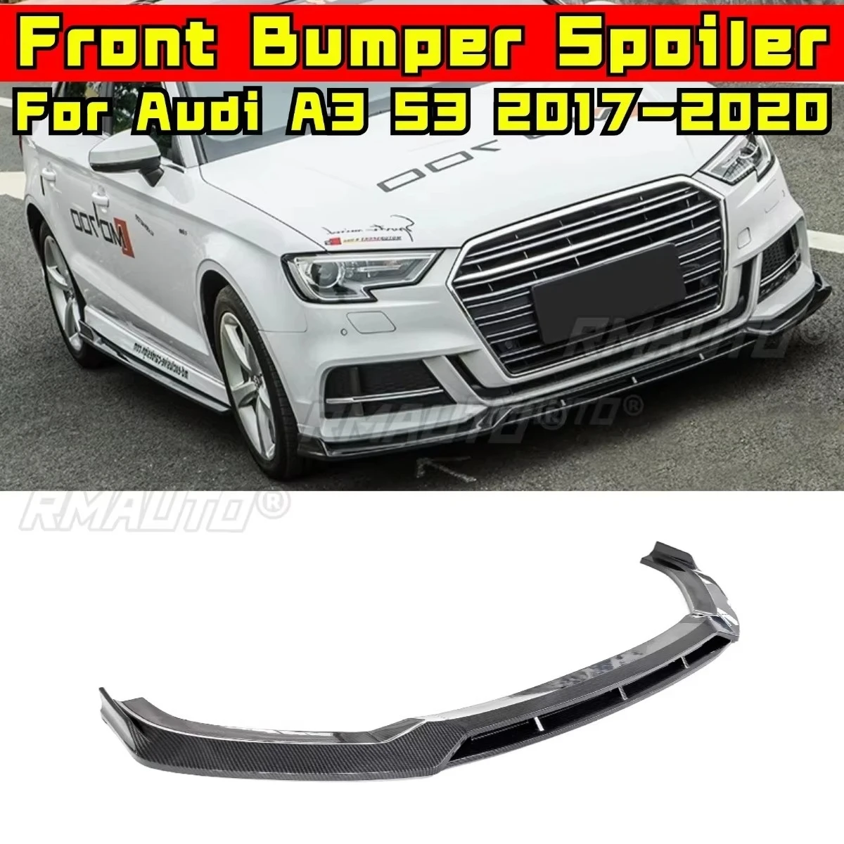 

Car Front Bumper Lip Diffuser Spoiler Glossy Black Modification Part for Audi A3 S3 2017-2020 Bumper Protector Car Accessories