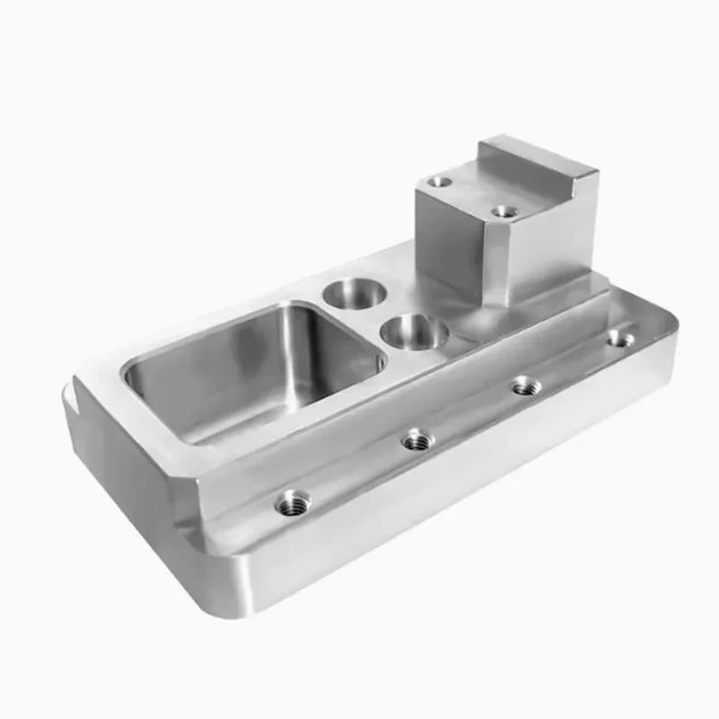 アルミニウム合金精密フライス加工L型穴あきコネクタ