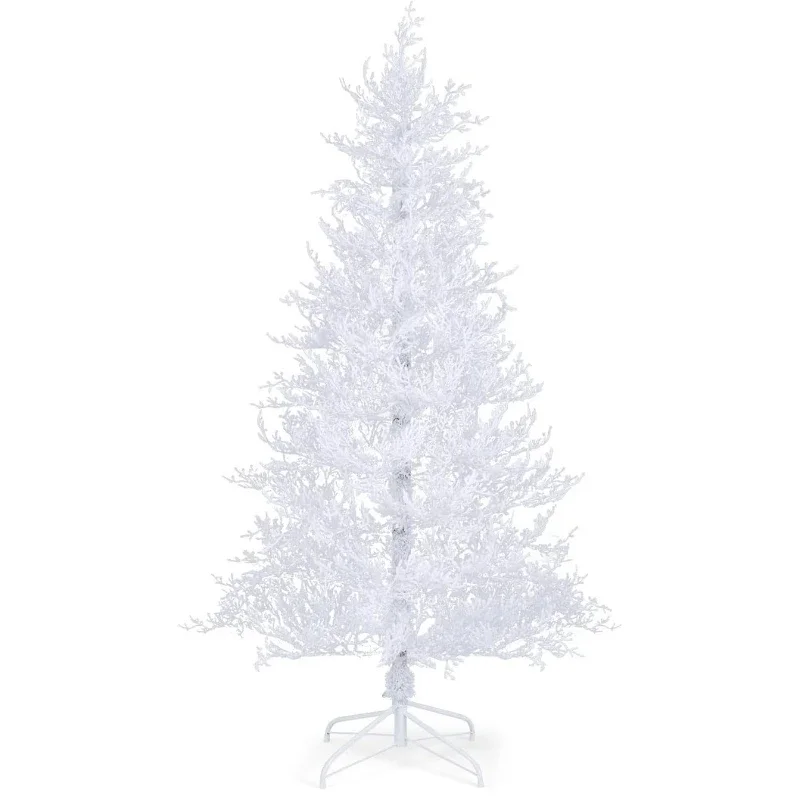 

White PE flocked 180CM Christmas tree with lights 11 mode LED lights Christmas high-end decoration