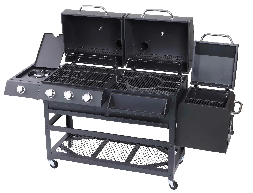 

Powder coated charcoal grill, round outdoor picnic, camping, backyard cooking, black barbecue grill.