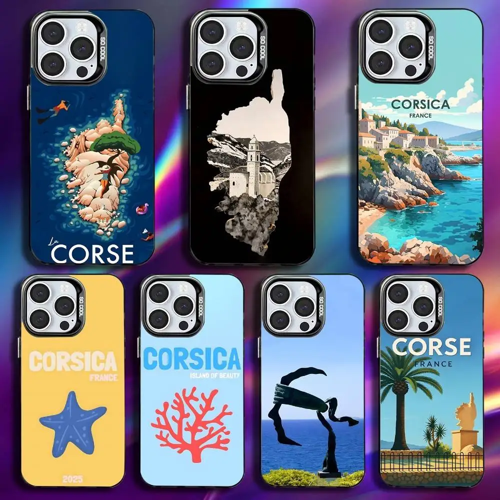 

Corse Corsica Phone Case For iPhone 17,16,15,14,13,12,11,Pro,Max,Plus,Mini,XS,SE Anti Fall Black Matte Hard Bumper