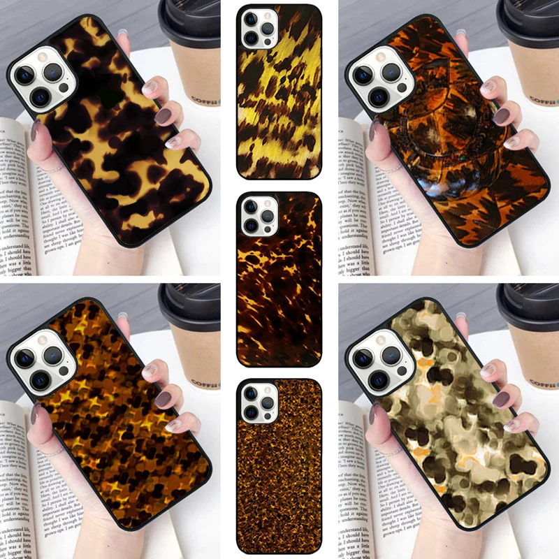 Tortoise Shell Pattern Marble Phone Case For iPhone SE2020 15 16 14 13 12 11 Pro Max Coque 8 PLUS 7 mobile fundas cover