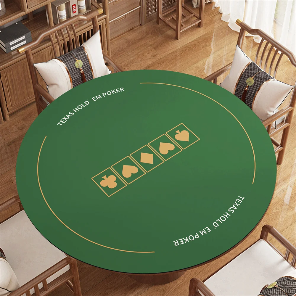 

Large-sized Round Casino Texas Hold'em Poker Tablecloth Cushion Table Mat Chess Playing Card Chips Mahjong Tablecloth for Party