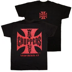 Classic Vintage West Coast Iron Cross Choppers California T-Shirt O-Neck Short Sleeve Casual Mens T-shirt Size S-3XL