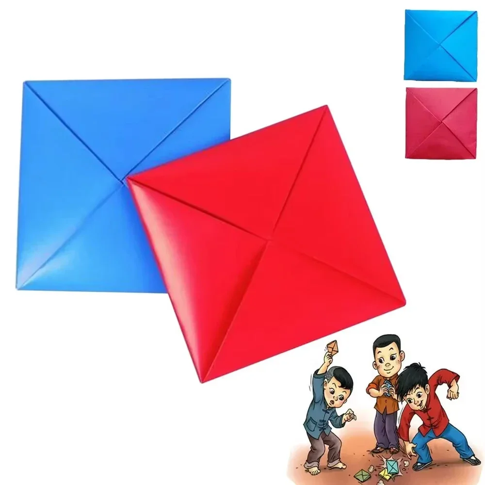 2PCS Paper Flip Game Blue Red Hard Cardboard Hiting Board Game Korean Folk Game Blue Red Beating Board Set Toys