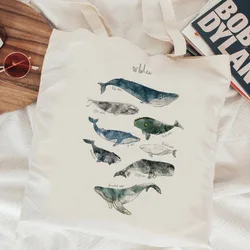 Whales shopping bag shopper canvas cotton recycle bag bolso shopping bag tote net boodschappentas custom