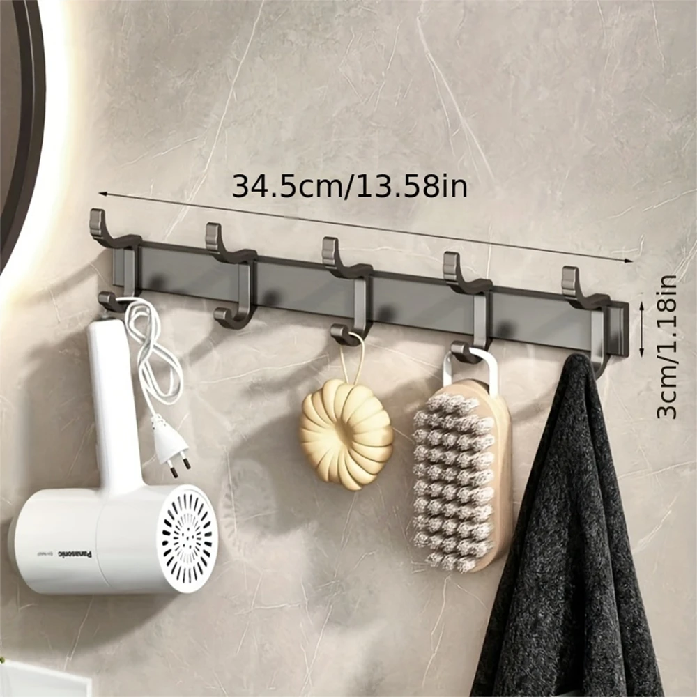 1 Piece Bathroom With 5 Hooks Bathroom Clothes Hook Bathroom Kitchen And Other Multi-Room Clothes Key Backpack Suitable For Stor