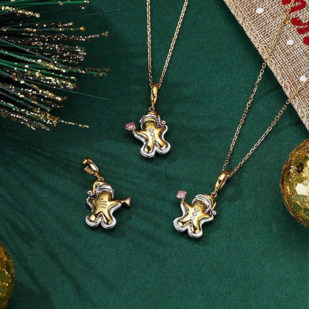 معنى 925 الفضة هدايا عيد الميلاد للأطفال زوجة الأصدقاء نغمتين الزنجبيل جرس الأصفر الماس قلادة قلادة مجوهرات