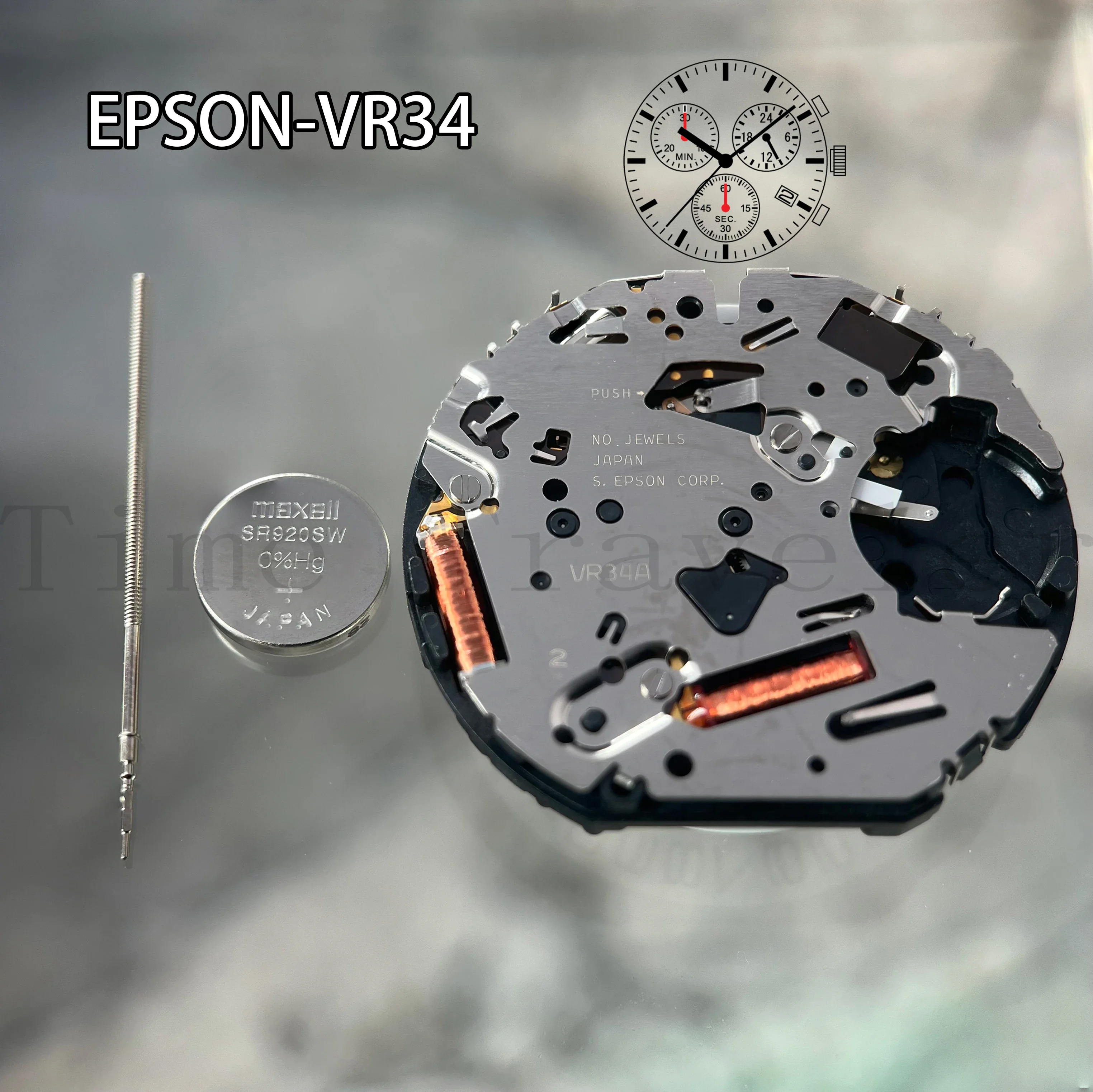 VR34 MUSCLE MOVEMENT Chronograph VR34B/VR34A Quartz movement  6.9.12 Small Seconds date at 3：00