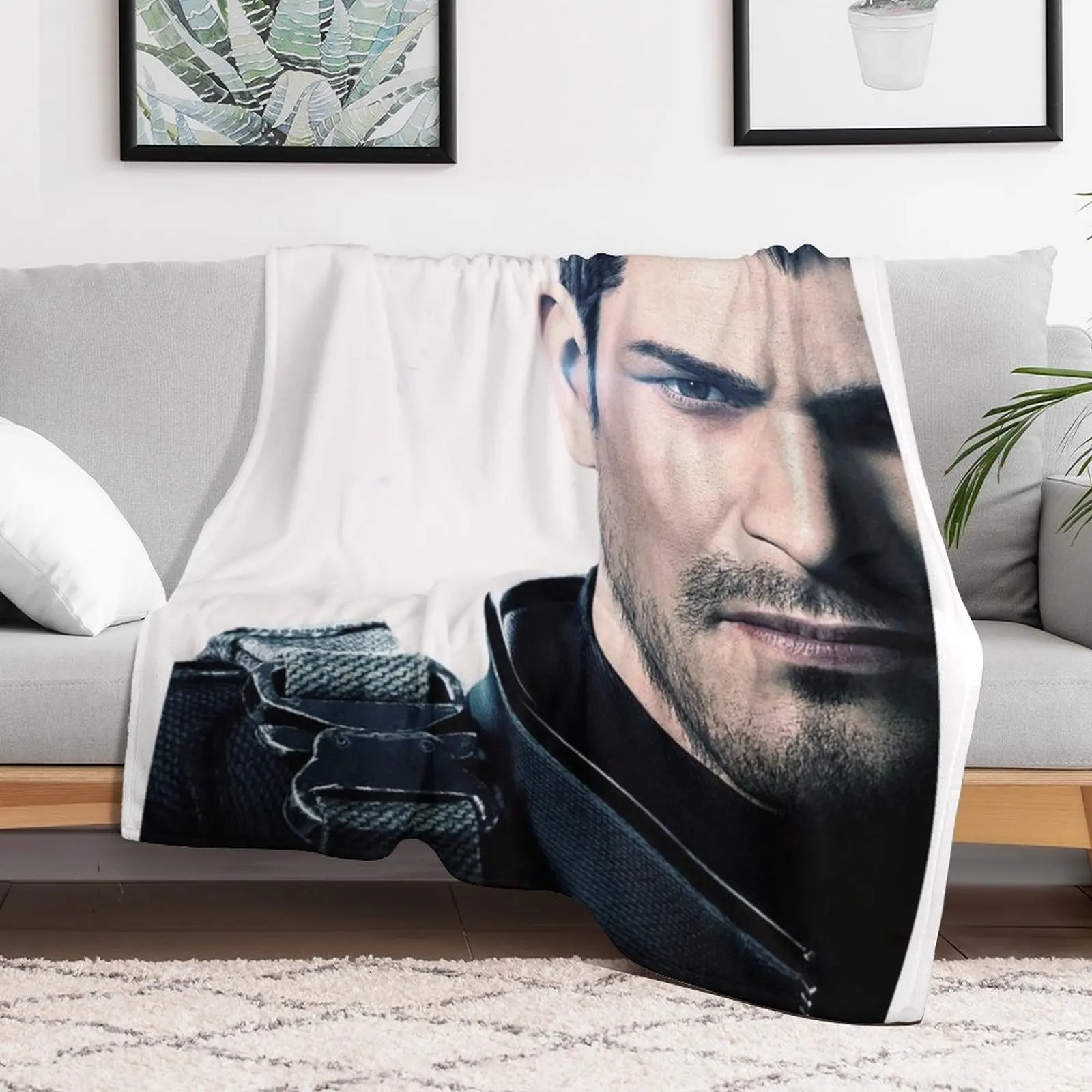 Leon in RE Village Throw Blanket for sofa Personalized Gift Blankets