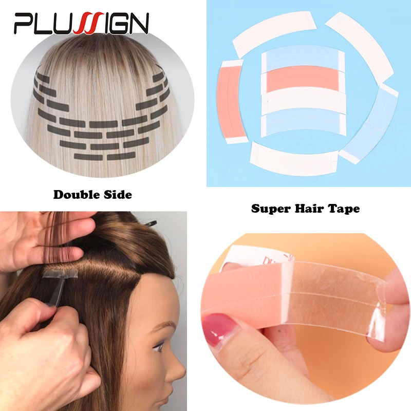 Plussign Wig Tape Super Hair Tape Double Side Adhesive For Lace Wigs Adhesive Tape For Biological Scalp Pu Scalp Last Long Time