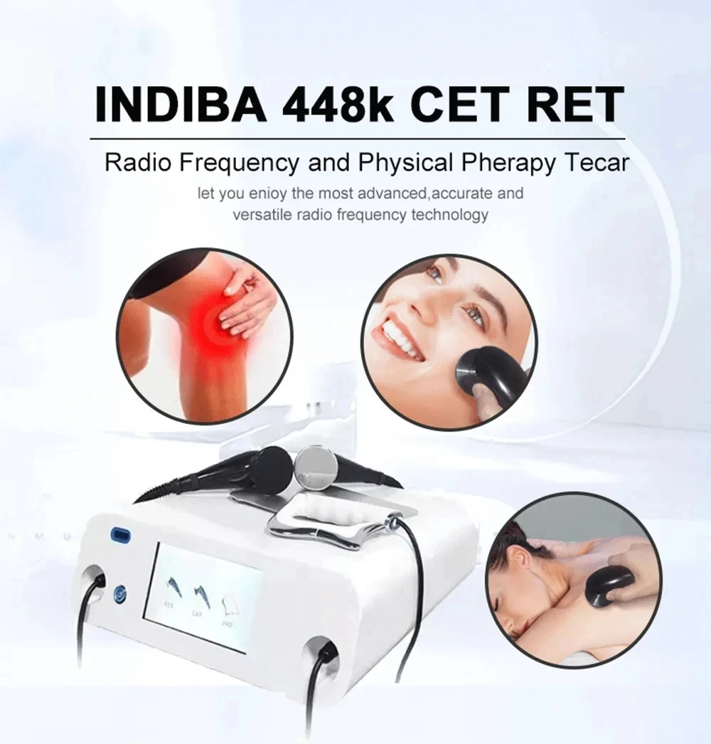 เครื่องกายภาพบำบัด CET RET tecar แบบพกพาหัววัดโมโนโพลาร์แบบมีคลื่นความถี่สูง448kHz diatermia Pro