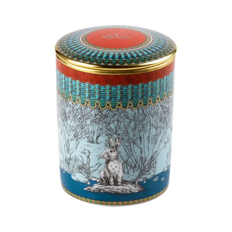 

Porcelain retro European storage plate storage box rabbit gift box soft pendulum