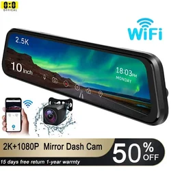 Mirror DVR with WIFI Car Rearview Mirror Recorder 2K Dash Cam Registrar Rear View Camera Vehicle Black Box