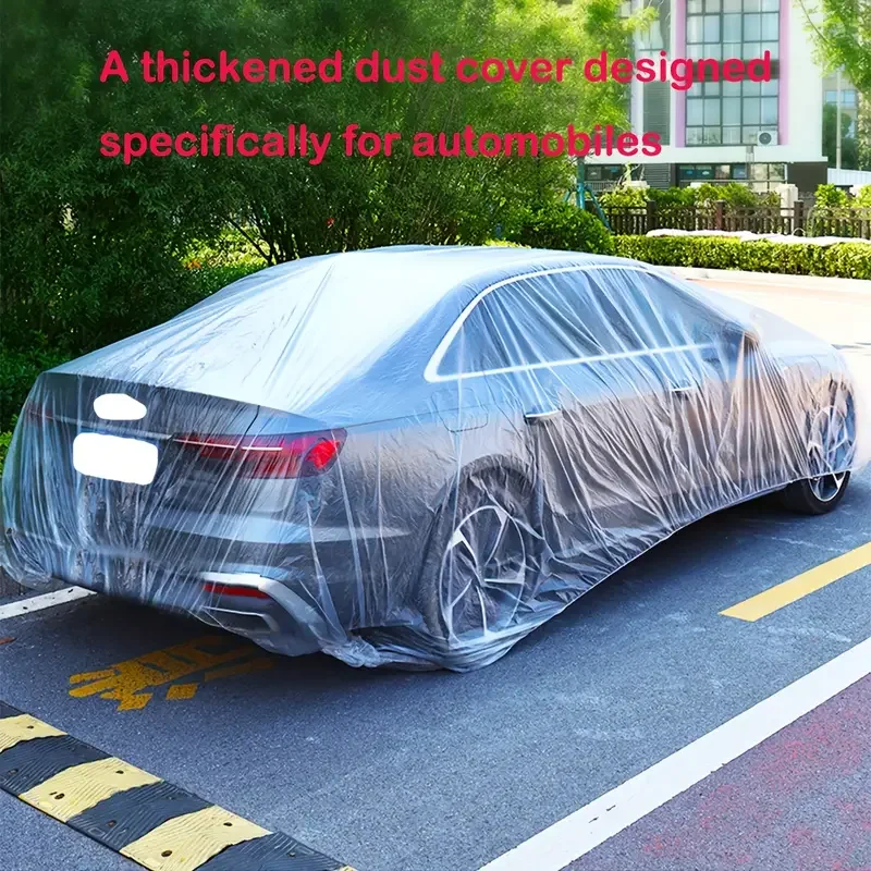 

Disposable Car Cover Universal Vehicle Sun Rain And Dust Cover Simple Transparent Plastic Full-Cover Outer Cover