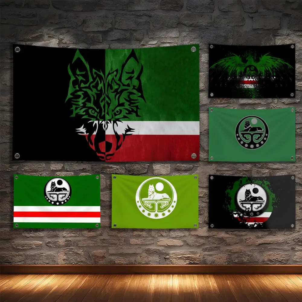 Cool Chechen Flag Flags Minimalist Fabric Flag Fade-Resistant Outdoor Garden Banner Hanging Sign for Shop Home Decor