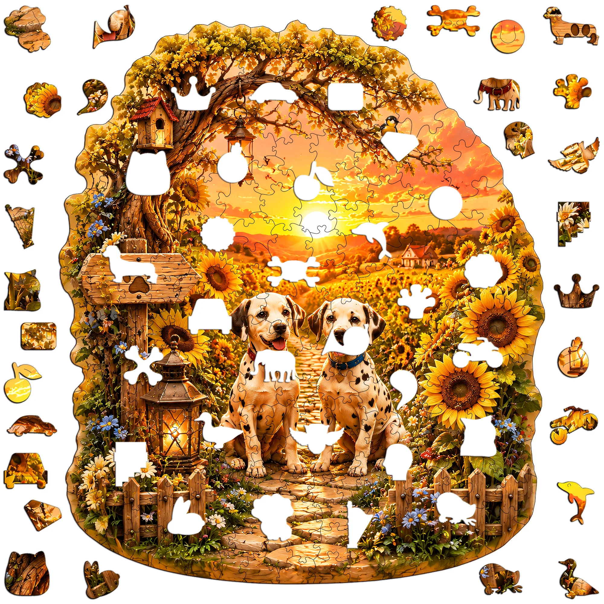 Colorful Floral Puppy Flat Wooden Puzzle - Educational Toy - Animal Jigsaw Puzzle - Tabletop Puzzle Game - Gift for Teens Kids