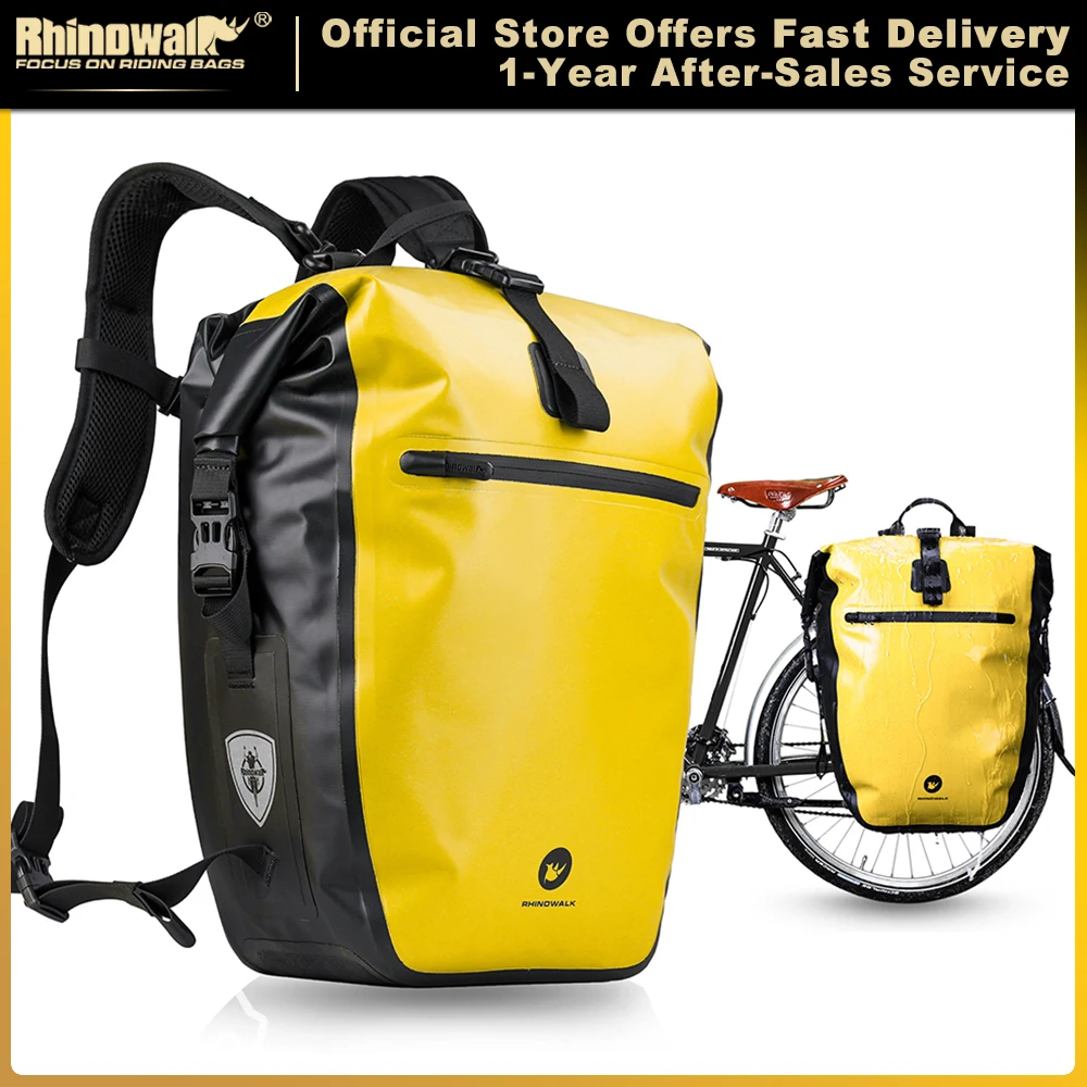 Rhinowalk Bicycle bag&Pannier Fully Waterproof 27L-30L High Bike Bag capacity Multifunctional Rear Rack Pannier Bag Cycling Bags