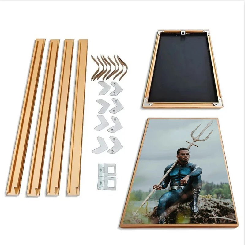 Aluminum Alloy Photo Frame Canvas Frame DIY Photo Frame Default Gold, Black to Note Poster Frame Larger than 60CM Needs Stitchin