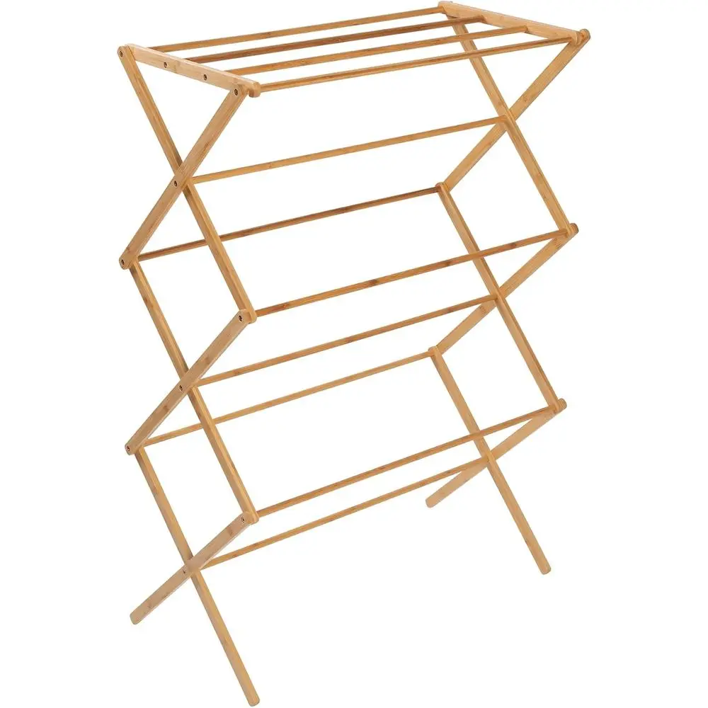 

Portable Bamboo Clothes Drying Rack - Durable, Foldable, Space-Saving for Indoor and Outdoor Use