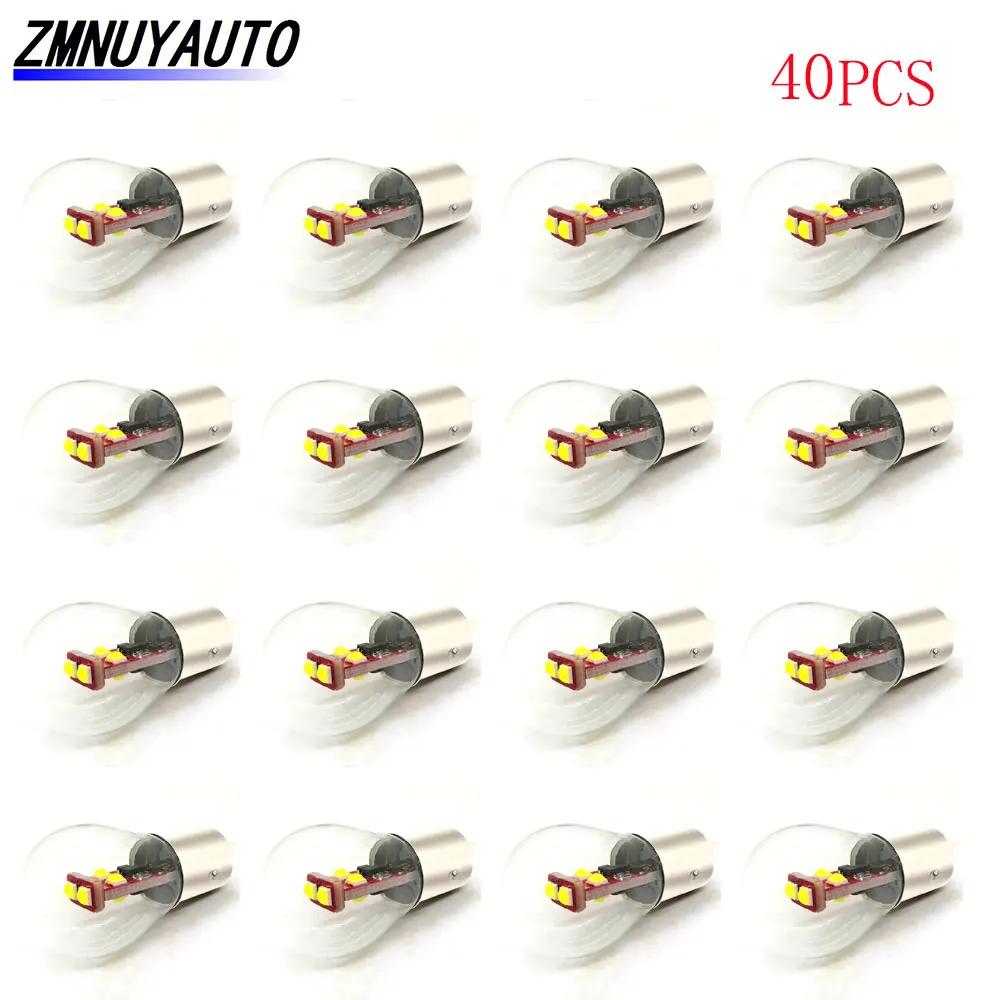 40PCS P21W 1156 BA15S BAU15S Led Bulb 1157 BA15D BAY15D  P21/5W Led  6SMD 3535  PY21W Car Turn Signal Lamp Reverse Brake Light