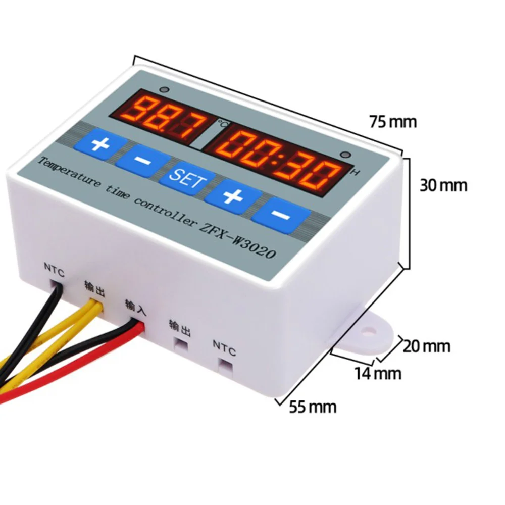 Controlador de tiempo de temperatura inteligente Digital ZFX-W3020, módulo de interruptor de temporizador de termostato, 55-110 Celsius(DC 12V)