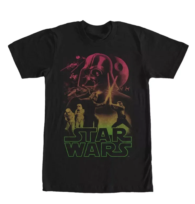 2025 스타워즈 남성 및 여성 봄/여름 반팔 티셔츠, 공상과학 복고풍 캐주얼 프린트 스타워즈 로고, 데일리 팬 선물