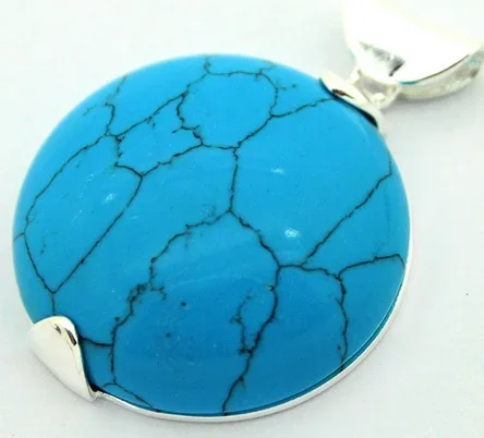 

New Jewelry Blue Turquoises 925 Sterling Silver Necklace Pendant 30 X30mm