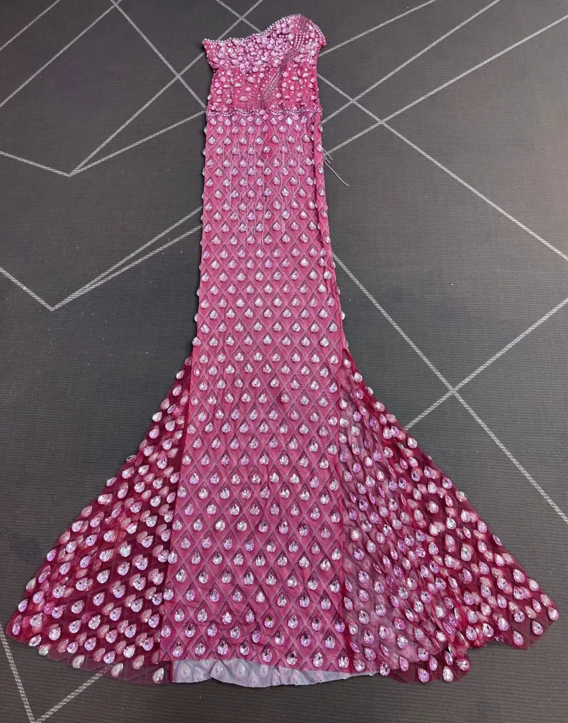 Sexy fascia alta strass scintillanti cristalli frange abito in rete trasparente abito da sera da donna abito da ballo servizio fotografico abbigliamento da palcoscenico