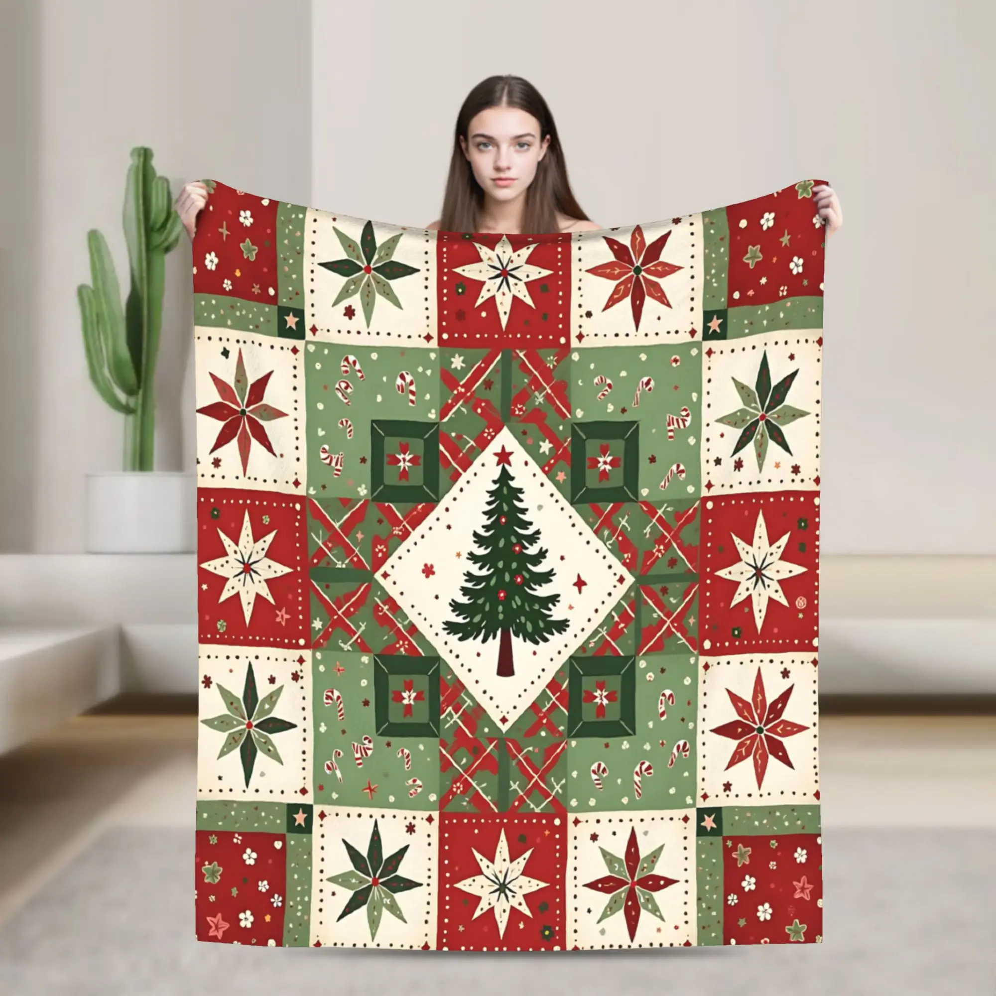 Christmas  Deer Trees Snowflakes Blankets  Plush Awesome Warm Throw Blanket for Bedspread All Season