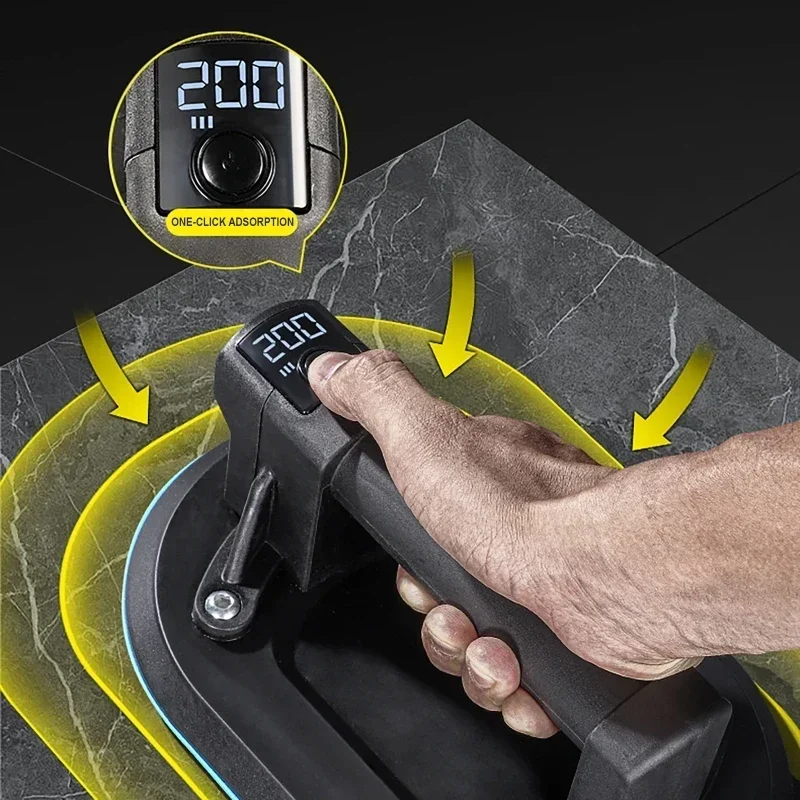 200 كجم تحميل الصناعية الصف الكهربائية كوب شفاط المكنسة الكهربائية الثقيلة بلاط الجرانيت رافع للزجاج بطارية 1800 مللي أمبير مع كابل نوع C