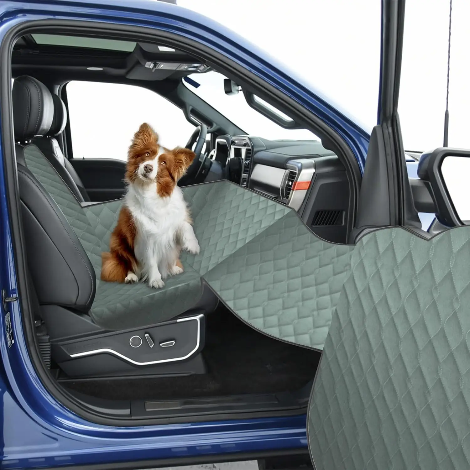 

Dog Tru Seat Cover For Front Seat With Board Door Protector Detachable Washable Pet Seat Travel Hammo Cushion For Pickups (Bla
