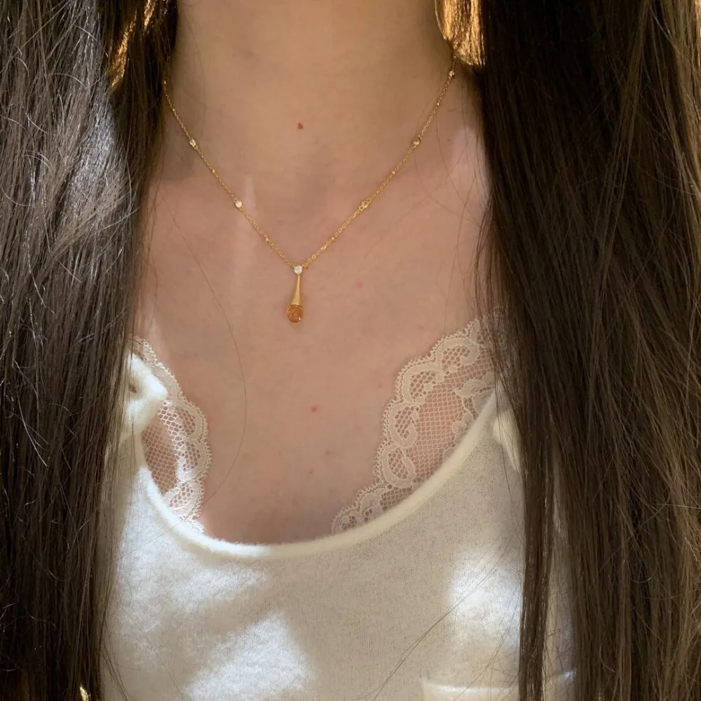 قلادة على شكل طقم من الزركون المصقول مطلية بالذهب للنساء مجوهرات #3