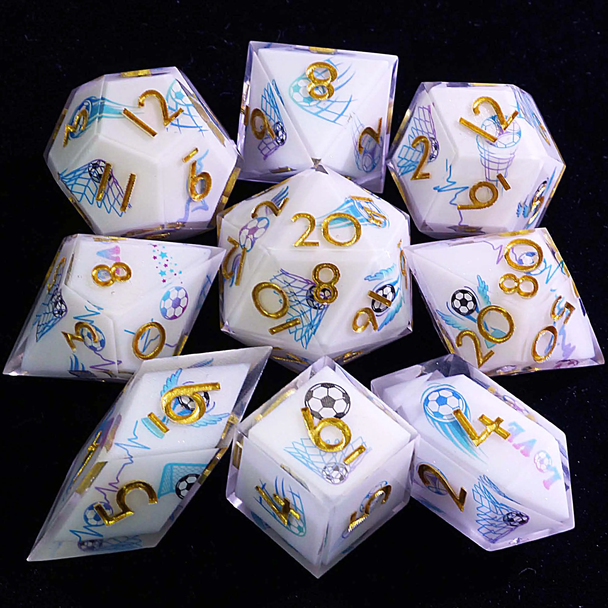 

9 Football Dice Set D and D Soccer Goal Hit