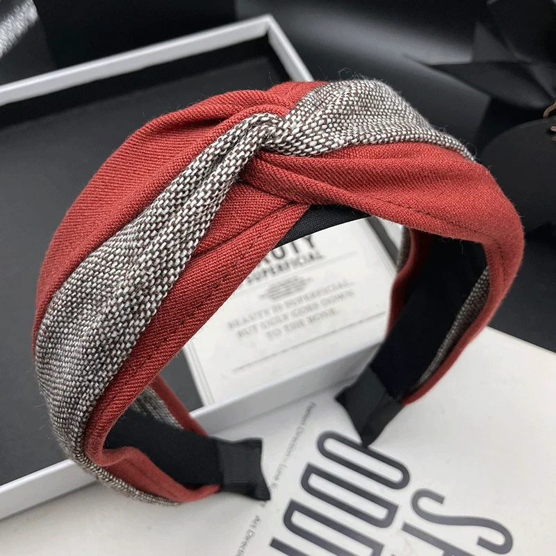 

Французская тканевая повязка для волос для женщин с высоким лобом, для походов по магазинам, повязка для волос, широкая повязка на голову