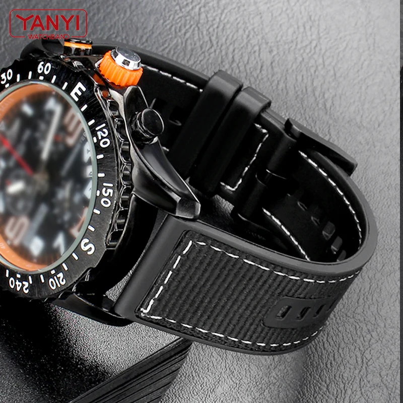 Thickened nylon strap with Silicone Rubber bottom watchband 22mm for sei-ko huawei timex tissot watch band mens wristband