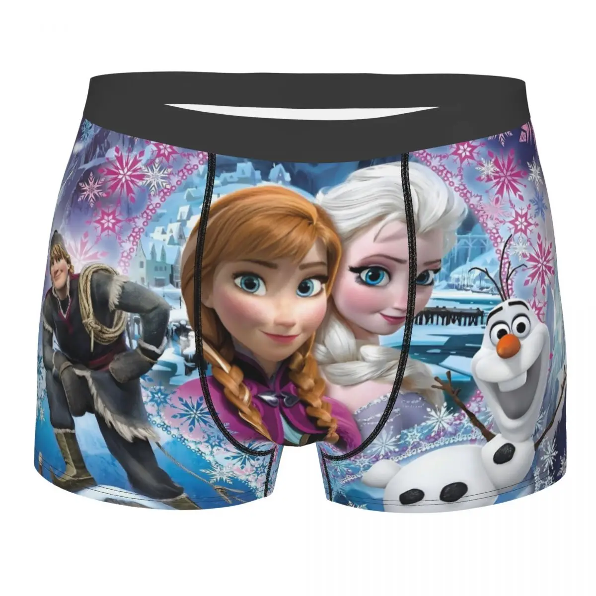 

Мягкие трусы-боксеры с 3D-принтом принцесс Эльзы и Анны для мужчин, плюшевые, с индивидуальным дизайном