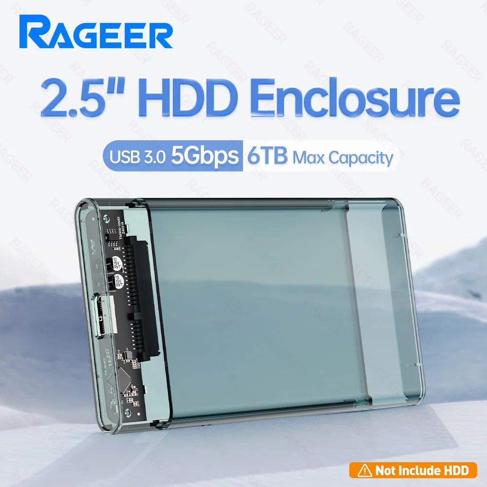 RAGEER 2.5'' Hard Drive Enclosure - Tool-Free, USB 3.0 UASP Support, 5Gbps Speed for 2.5'' SATA SSDs & HDDs, Plug & Play Ready!