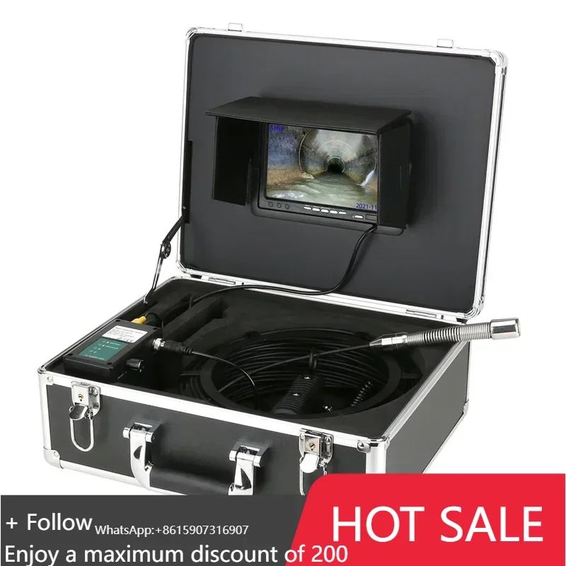 

20M to 150m black cable 1080p pipe inspection 23mm IP68 waterproof sewer 7 inch 9 inch with video endoscope camera