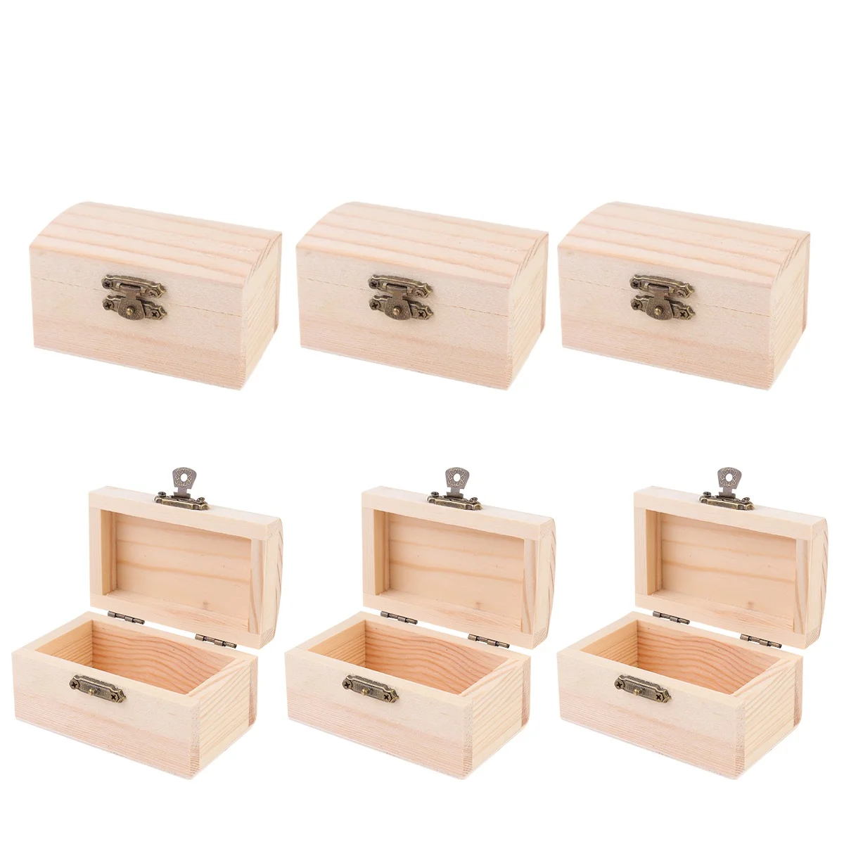 

6pcs Wooden Storage Case Jewelry Box Natural Wood Organizer Diy Box For Women Girls Bracelet Earring Necklace Brooch Hair Clip