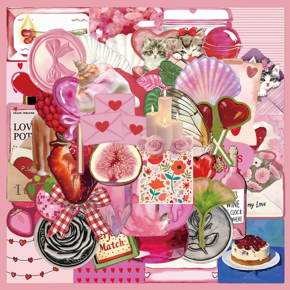 10/30/50 Stück Niedliche Rosa Mädchenhaft Cartoon Ästhetische Aufkleber INS-Stil Aufkleber DIY Schreibwaren Handy Koffer Kawaii Dekoration Sticker