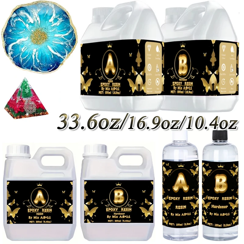 

33.6/16.9/10.4oz Self-Leveling Epoxy Resin Kits Fast Cure Bubble Free Super Clear For Home Decor Resin Painting Souvenir & Gift