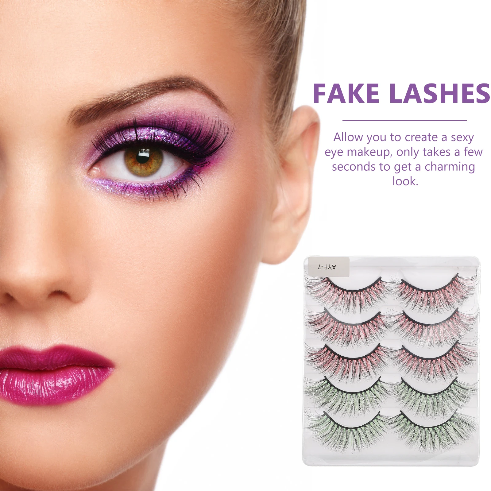 5 pares de pestañas coloridas, diseño elegante, mejoran los ojos al instante, aspecto atractivo para ocasiones especiales, club nocturno, Bar, fiesta