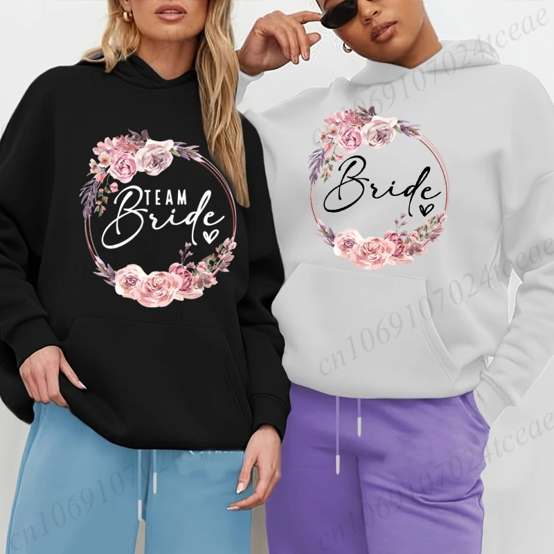 

Женские толстовки для команды невесты, уличная одежда в стиле Харадзюку, толстовка для невесты, девичник, флисовая повседневная верхняя одежда с длинными рукавами