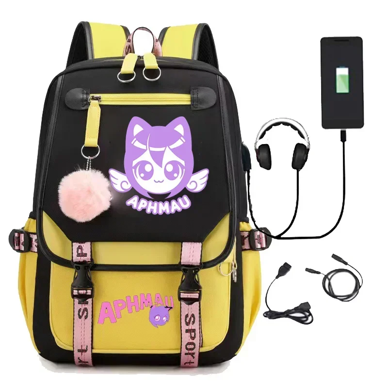 Aphmau Mochila 소녀 패션 배낭 대용량 학생 학교 가방, 여행 배낭 노트북 보관 가방, 책가방 코스프레 가방