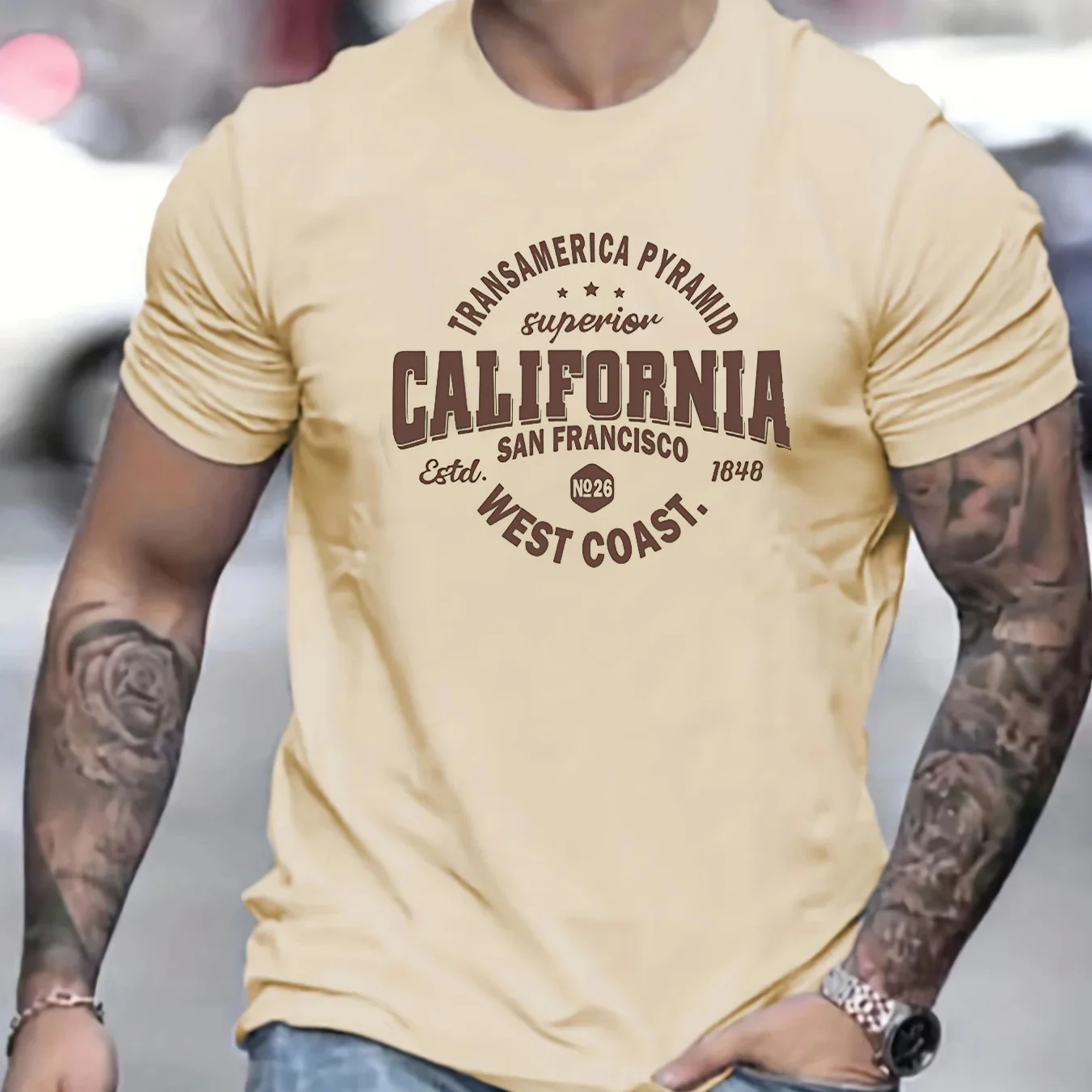 3D Printing Fashion Men's Summer Casual Sports Loose Fit California West Coast Print Round Neck Short Sleeved  y2kMen's Clothing