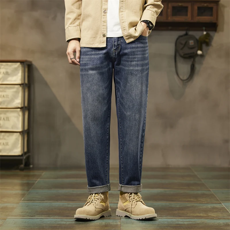 Pantalones vaqueros holgados para hombre, ropa informal, versátil, a la moda, para primavera y verano, 2024